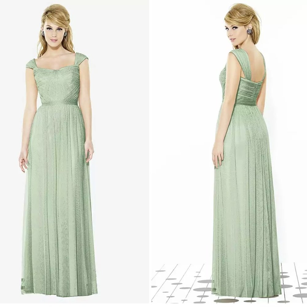 After Six - size 8 soft tulle maxi dress in celadon (mint green)